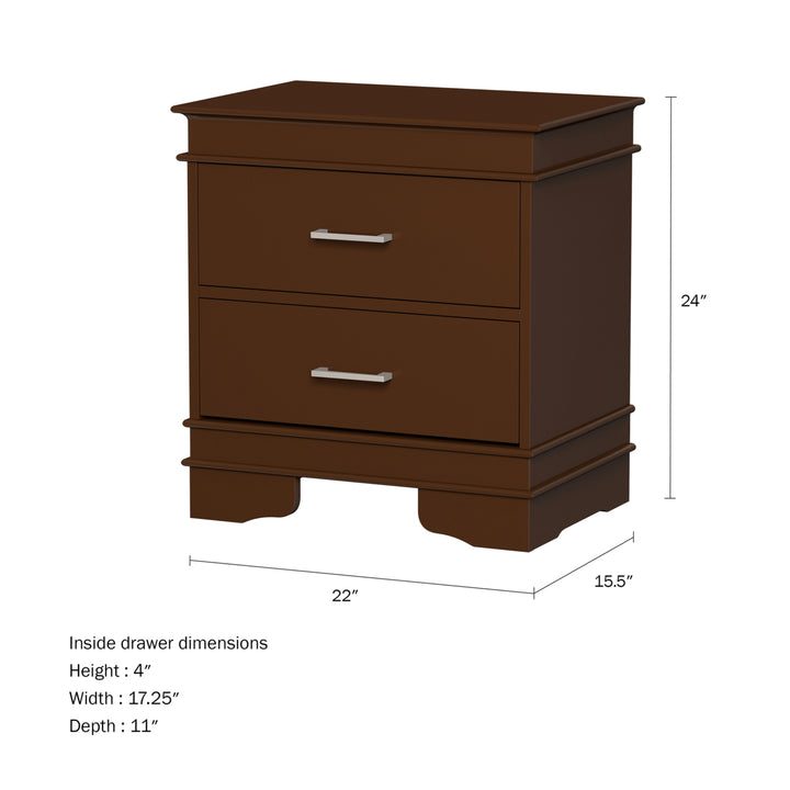 Dark Brown End Table with 2 Drawers Traditional Wooden Nightstand Side Table Image 2