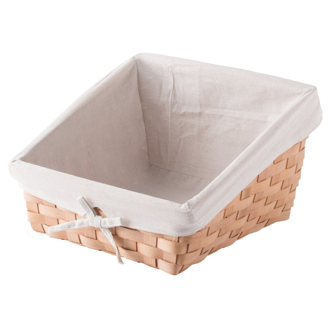 Wooden Angled Display Basket with Fabric Liner for Storage and Display Image 1