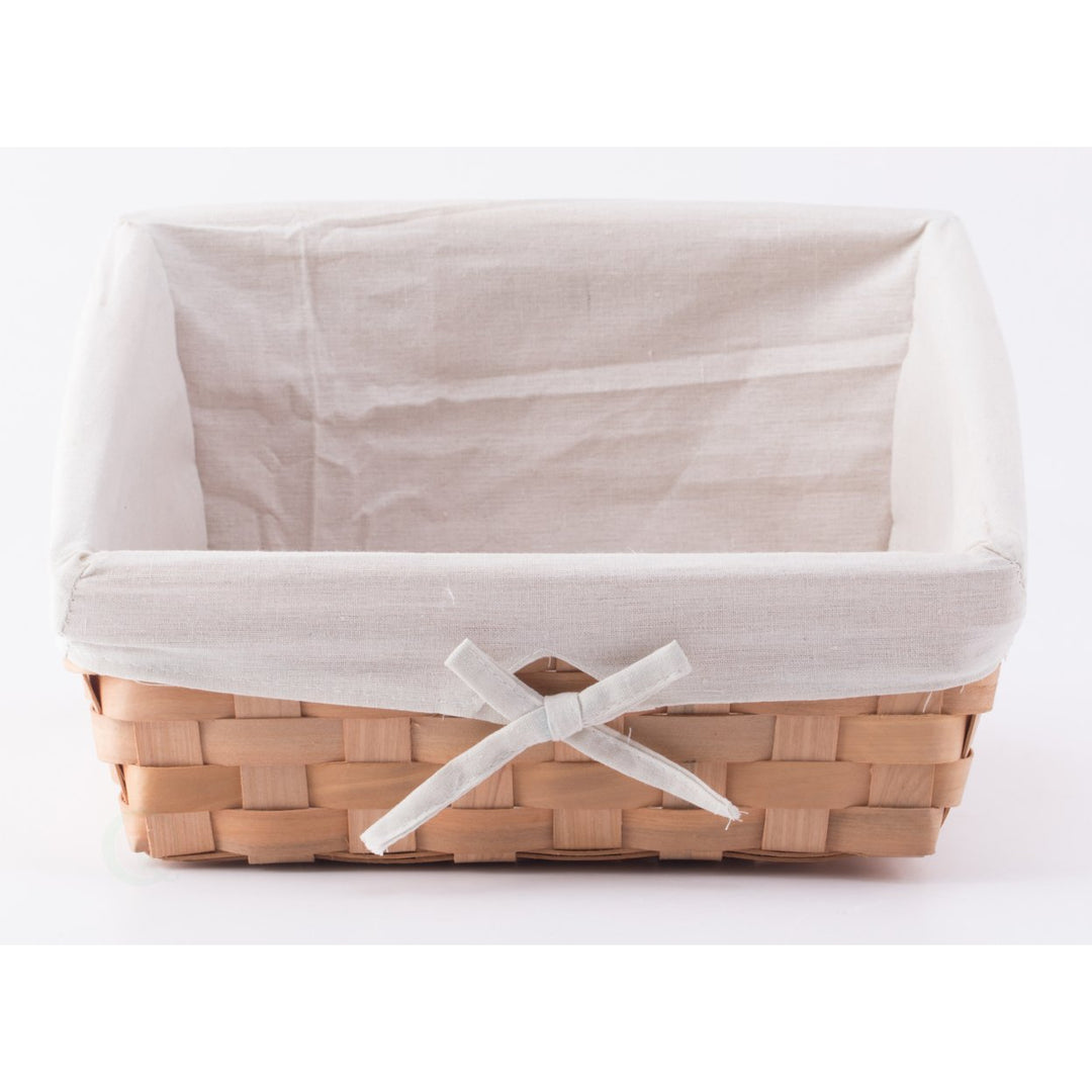 Wooden Angled Display Basket with Fabric Liner for Storage and Display Image 3