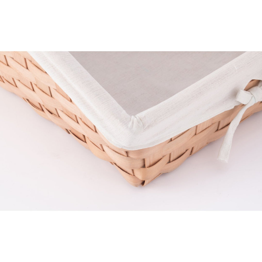 Wooden Angled Display Basket with Fabric Liner for Storage and Display Image 4