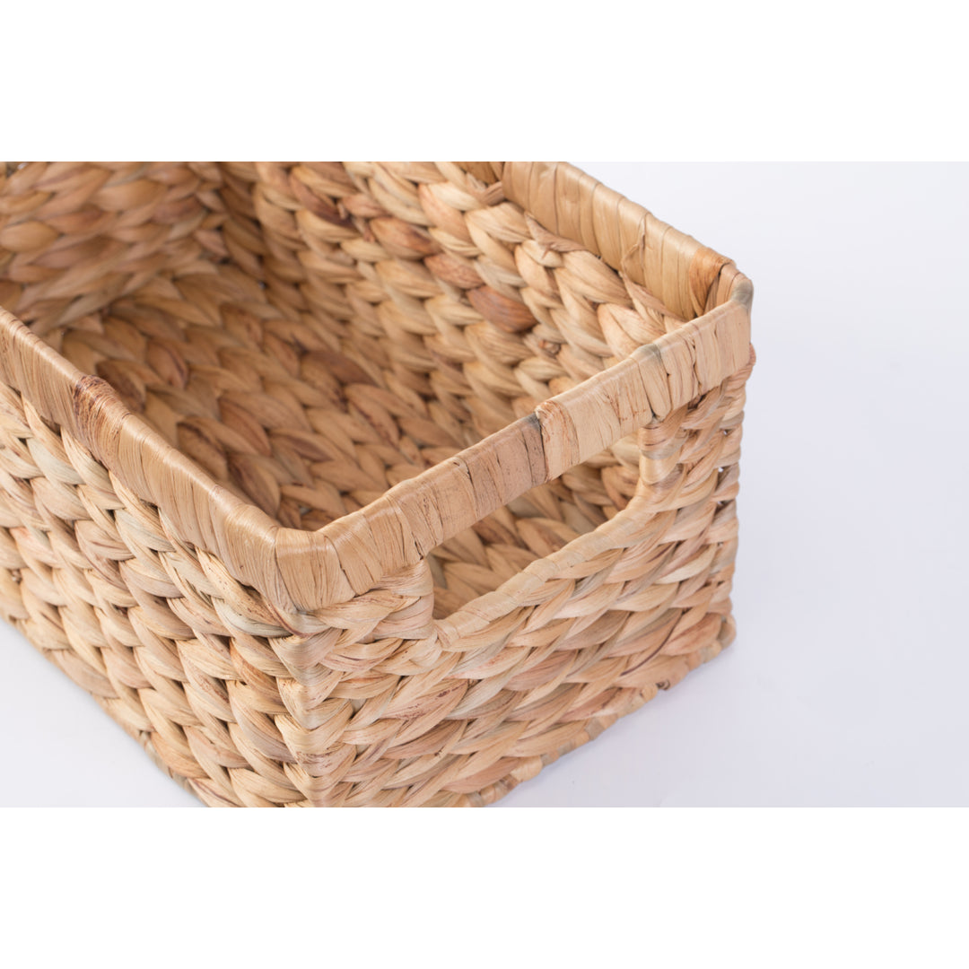 Natural Water Hyacinth Rectangular Storage Bin Basket for Organizing Decor Image 4