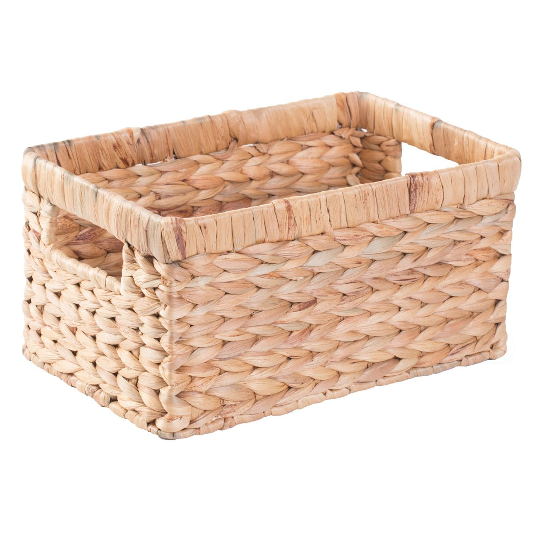 Natural Water Hyacinth Rectangular Storage Bin Basket for Organizing Decor Image 5