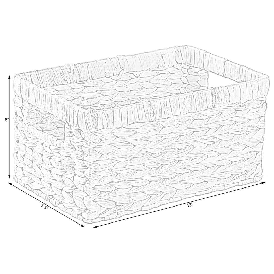 Natural Water Hyacinth Rectangular Storage Bin Basket for Organizing Decor Image 6