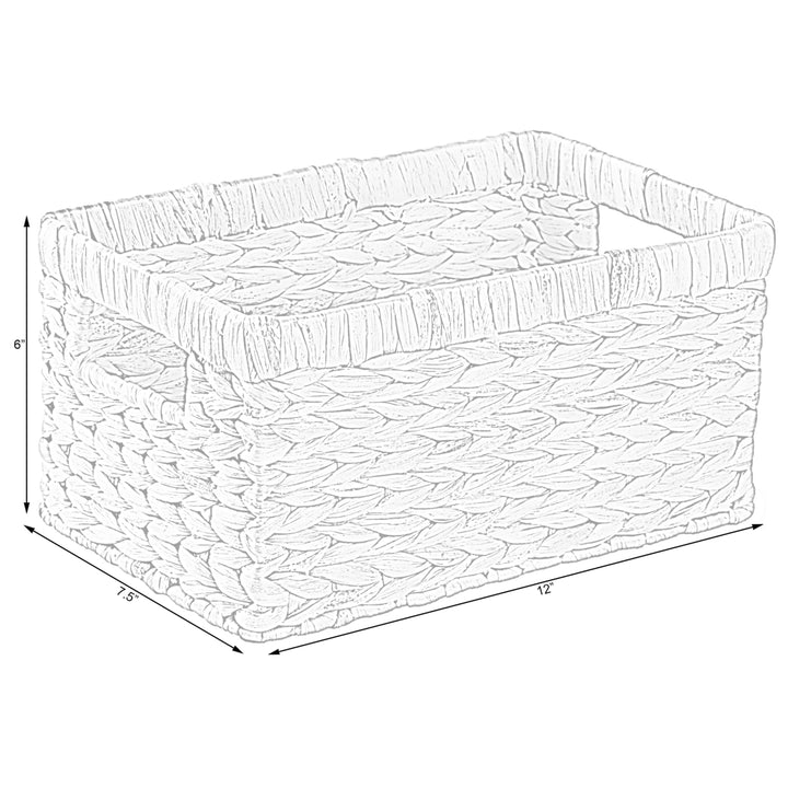 Natural Water Hyacinth Rectangular Storage Bin Basket for Organizing Decor Image 6