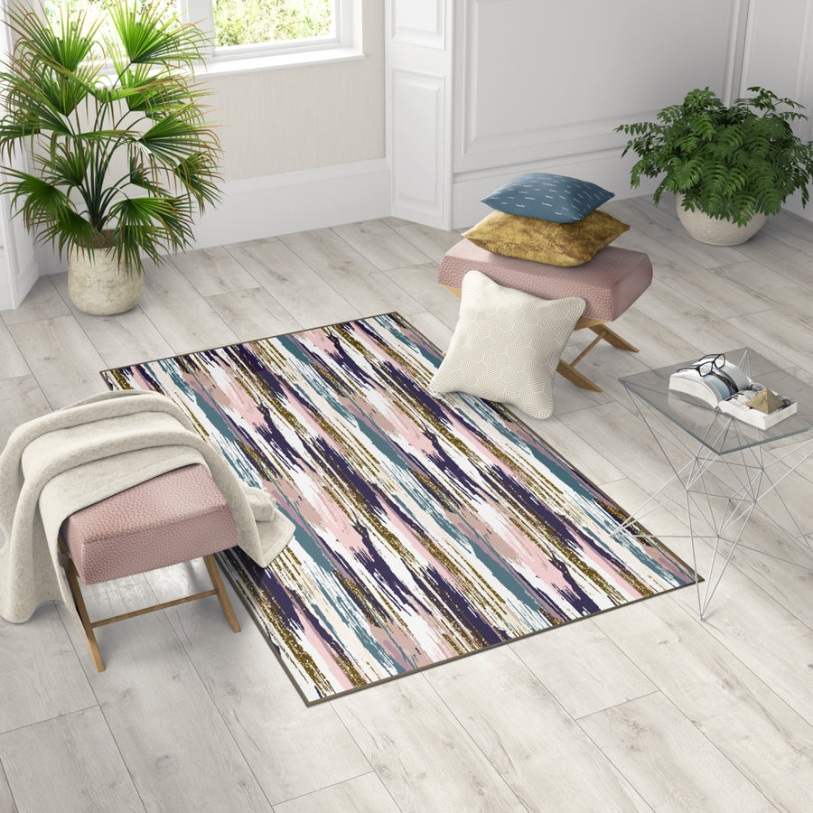 Deerlux Modern Living Room Area Rug with Nonslip Backing, Abstract Brushstrokes and Glitter Pattern Image 1