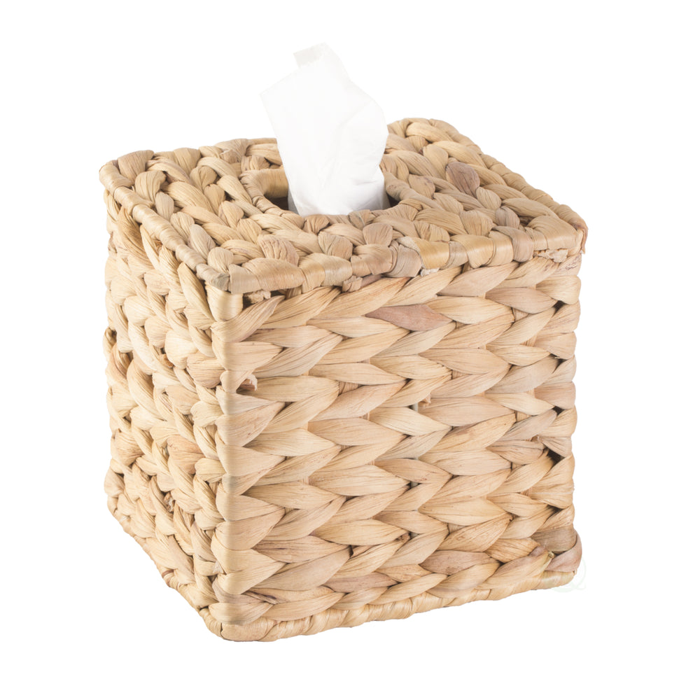 Water Hyacinth Wicker Tissue Box Cover Rectangular 10x6 Natural Image 2