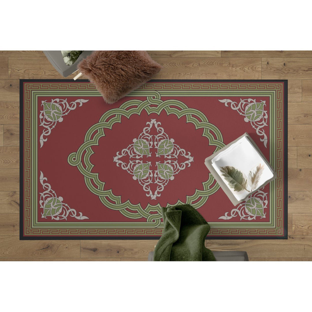 Deerlux Area Rug Red Medallion Non-Slip Backing 5x7 Transitional Design Image 2