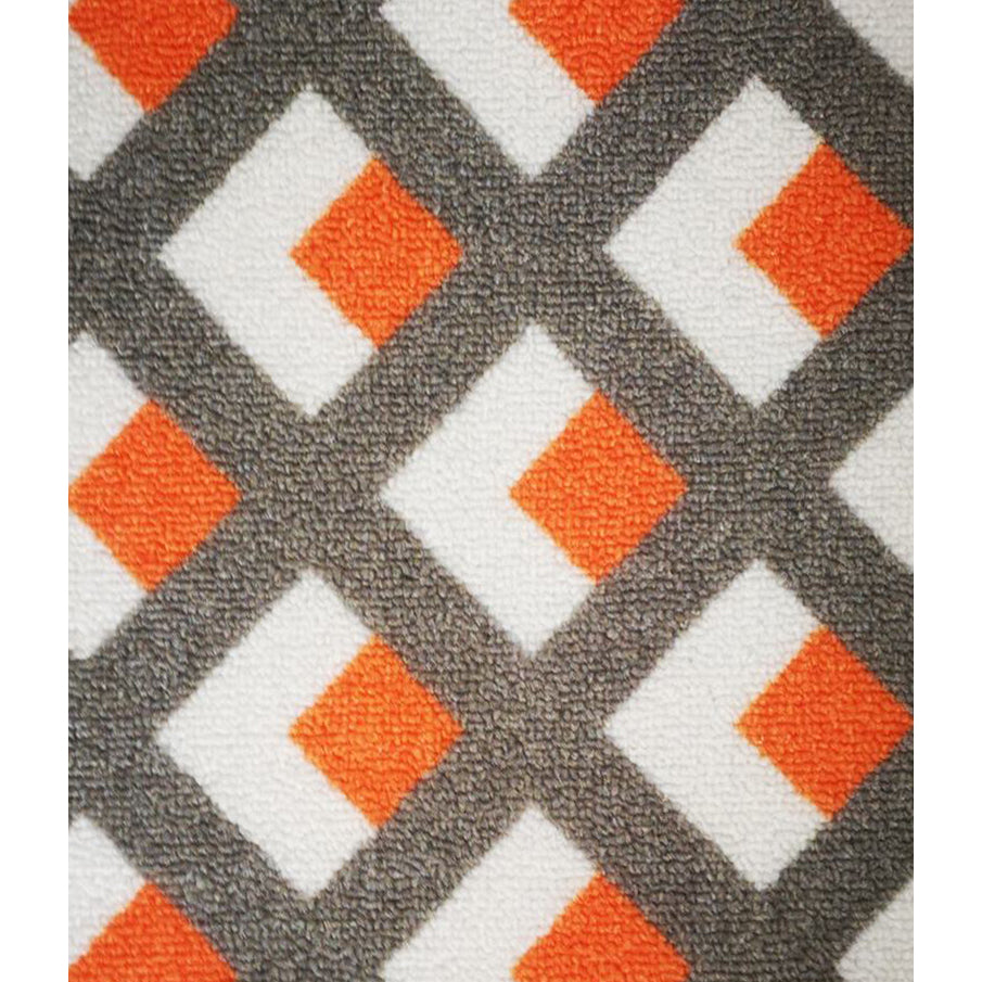 Deerlux Modern Living Room Area Rug with Nonslip Backing, Geometric Gray and Orange Trellis Pattern Image 1