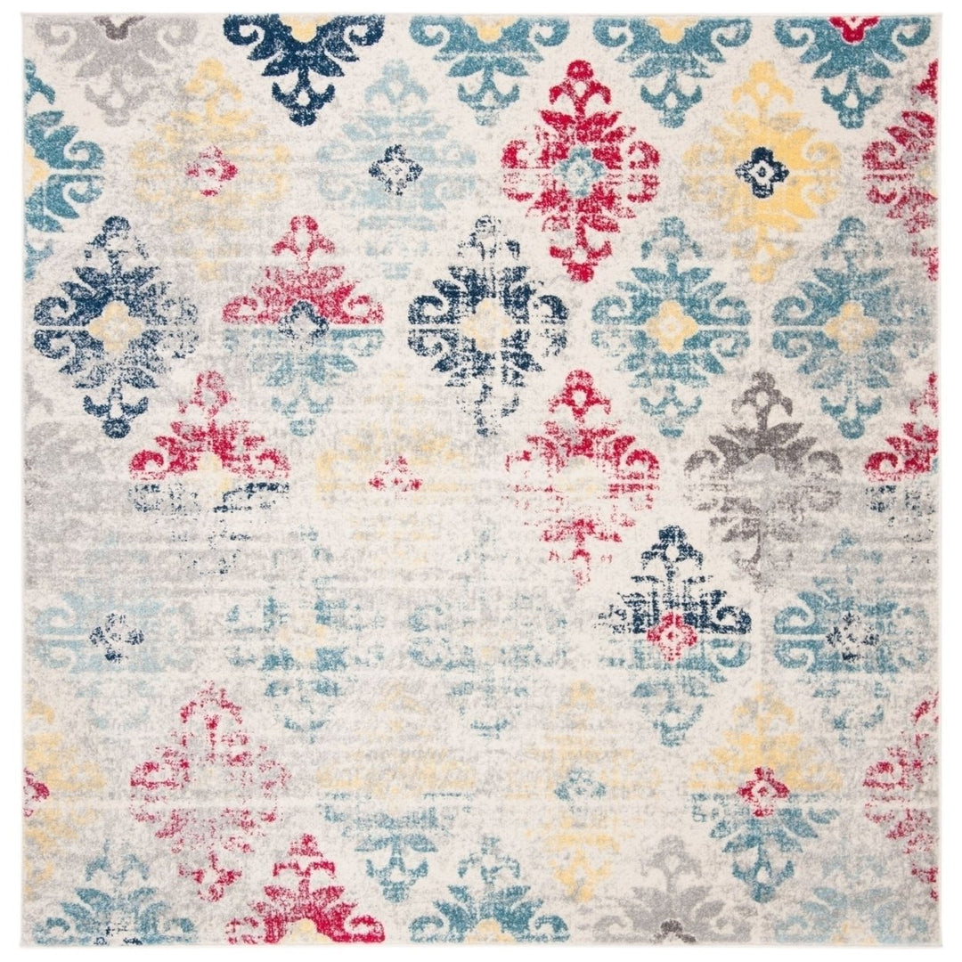 SAFAVIEH Madison Collection MAD304M Ivory / Blue Rug Image 10