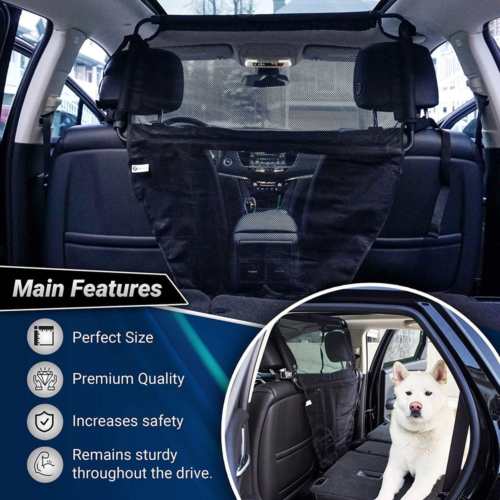 Zone Tech Car Pet Full Mesh Barrier Cover Cage Universal Large Padded With Steel Image 2