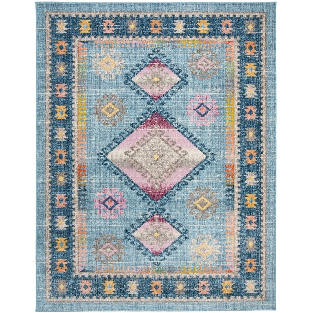 SAFAVIEH Madison Collection MAD305M Lt Blue / Fuchsia Rug Image 11