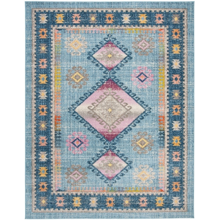 SAFAVIEH Madison Collection MAD305M Lt Blue / Fuchsia Rug Image 11