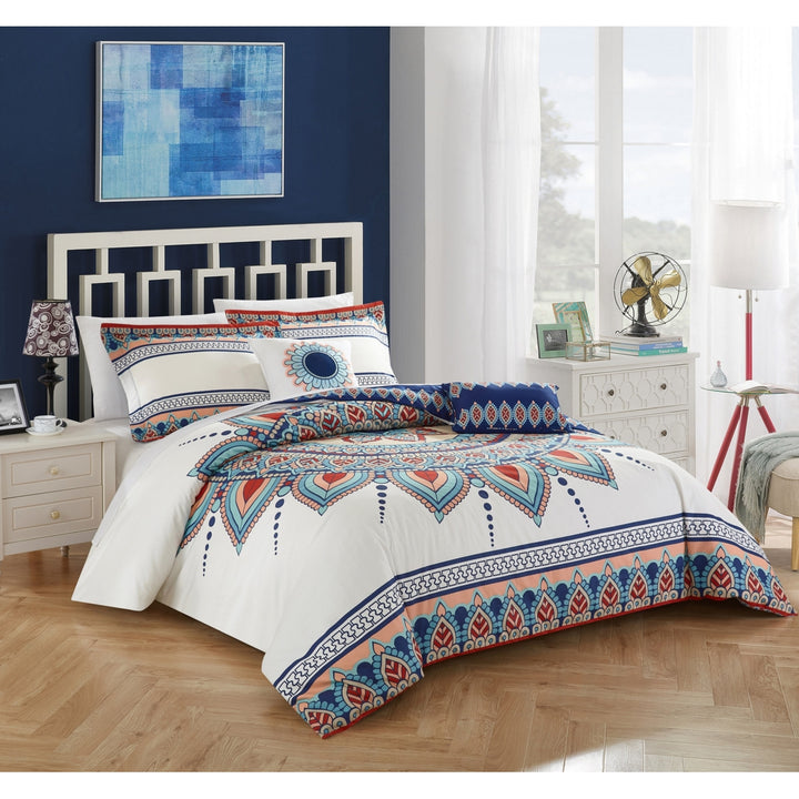 Chic Home 5 Piece Popo 100% Cotton 200 Thread Count Panel Frame Boho Printed REVERSIBLE Comforter Set Image 3
