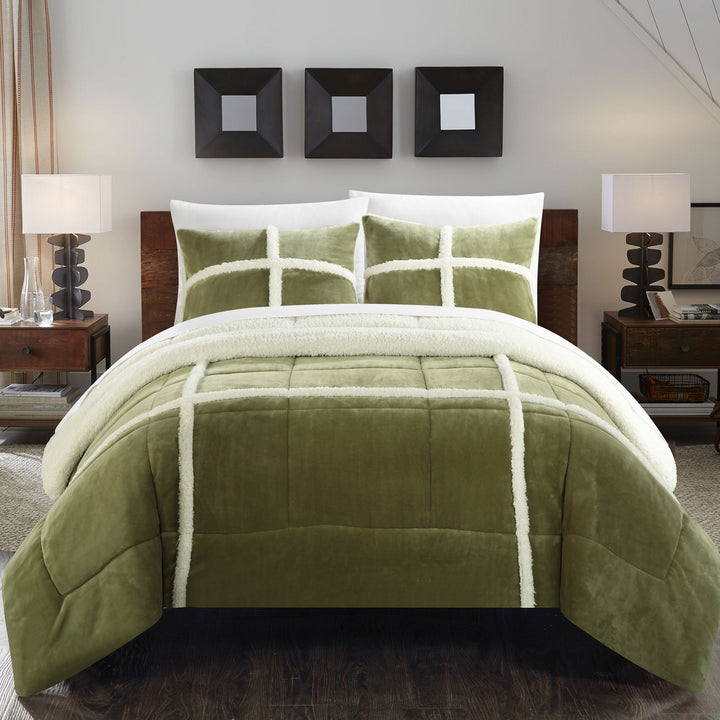 Chloe 3 or 2 Piece Comforter Set Ultra Plush Micro Mink Sherpa Lined Bedding  Decorative Pillow Shams Included Image 10
