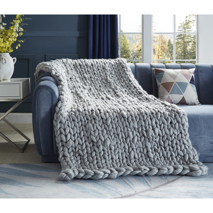 Mantisa Chunky Knit Throw-Cozy-Extra Soft Image 1