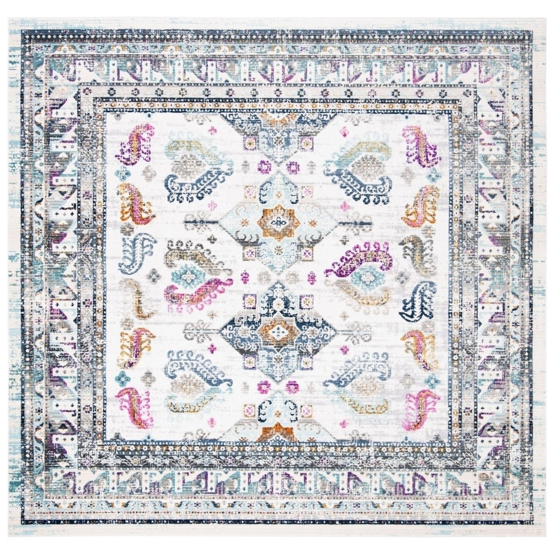 SAFAVIEH Aria Collection ARA713J Aqua / Grey Rug Image 6