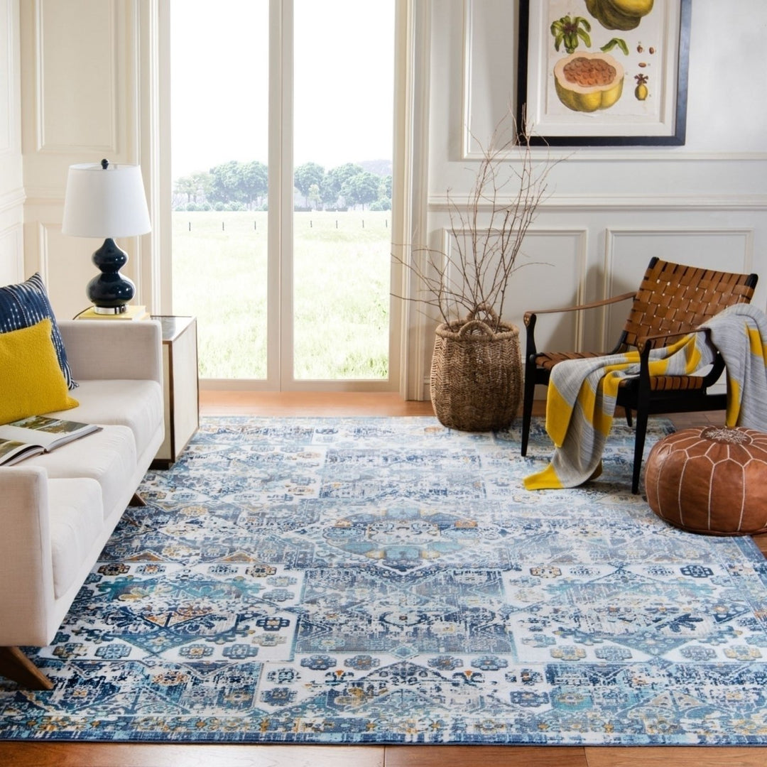 SAFAVIEH Aria Collection ARA745A Ivory / Navy Rug Image 7