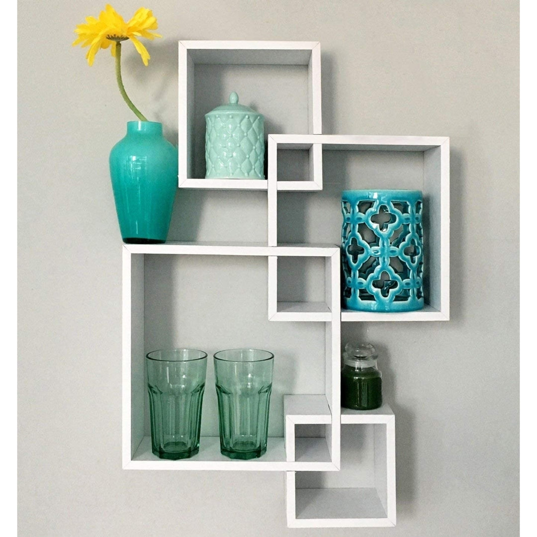 White Intersecting Cubes Shelf Image 1