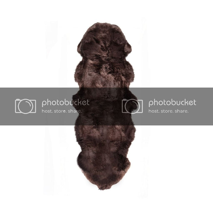 Zealand Sheepskin Double Rug 2x6 Chocolate Soft Warm for Image 1