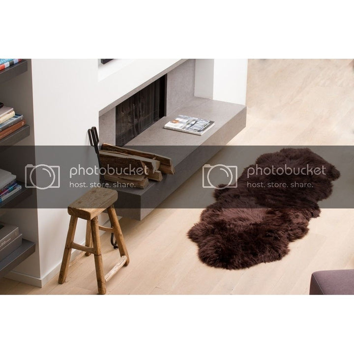 Zealand Sheepskin Double Rug 2x6 Chocolate Soft Warm for Image 3