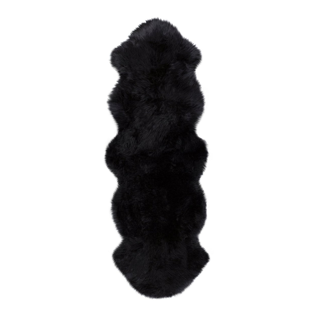 Zealand Sheepskin Rug Double 2x6 Black Soft and Cozy Image 1