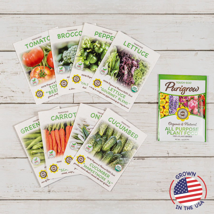 Backyard Farmers Market - Grow Fresh, Organic, GMO-Free Vegetables at Home - 8 Pack Seed Kit and Plant Food Image 1