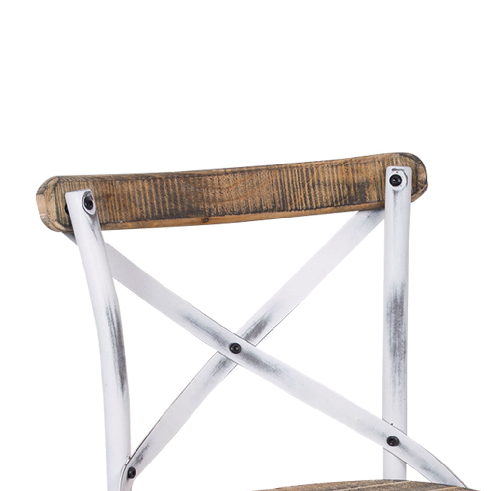 Zaire Bar Chair, Walnut & Antique White- Saltoro Sherpi Image 2
