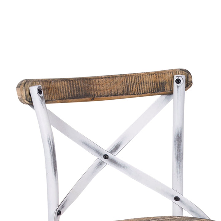 Zaire Bar Chair, Walnut & Antique White- Saltoro Sherpi Image 2