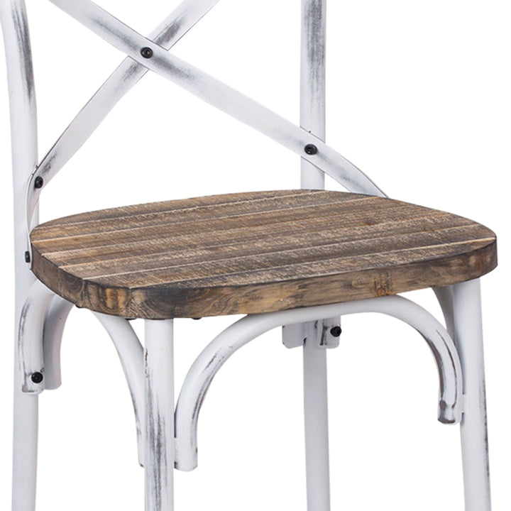 Zaire Bar Chair, Walnut & Antique White- Saltoro Sherpi Image 3