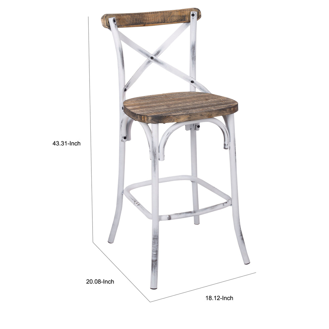 Zaire Bar Chair, Walnut & Antique White- Saltoro Sherpi Image 5