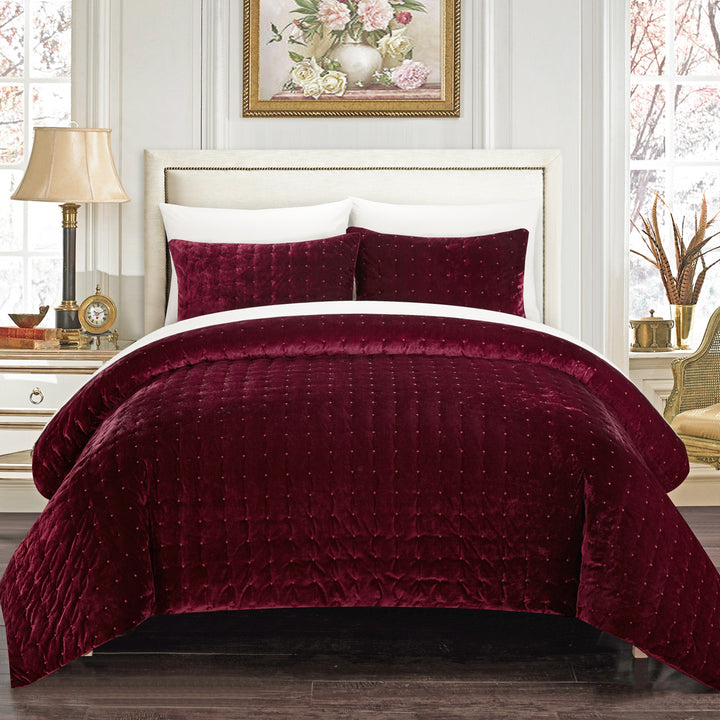 Chyna 3 Piece Comforter Set Luxurious Velvet Bedding Image 3