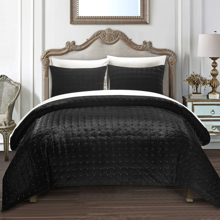 Chyna 3 Piece Comforter Set Luxurious Velvet Bedding Image 2