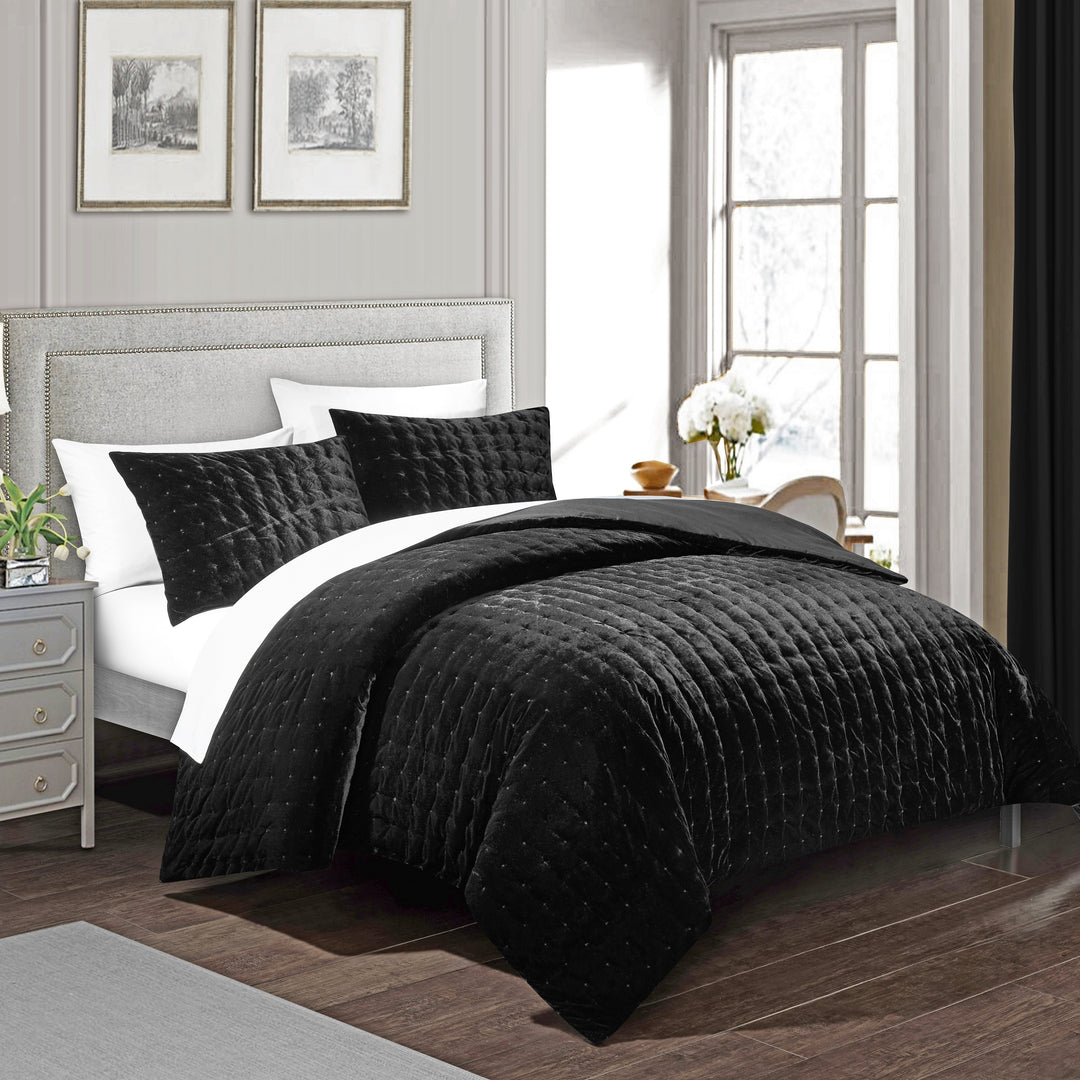 Chyna 3 Piece Comforter Set Luxurious Velvet Bedding Image 7