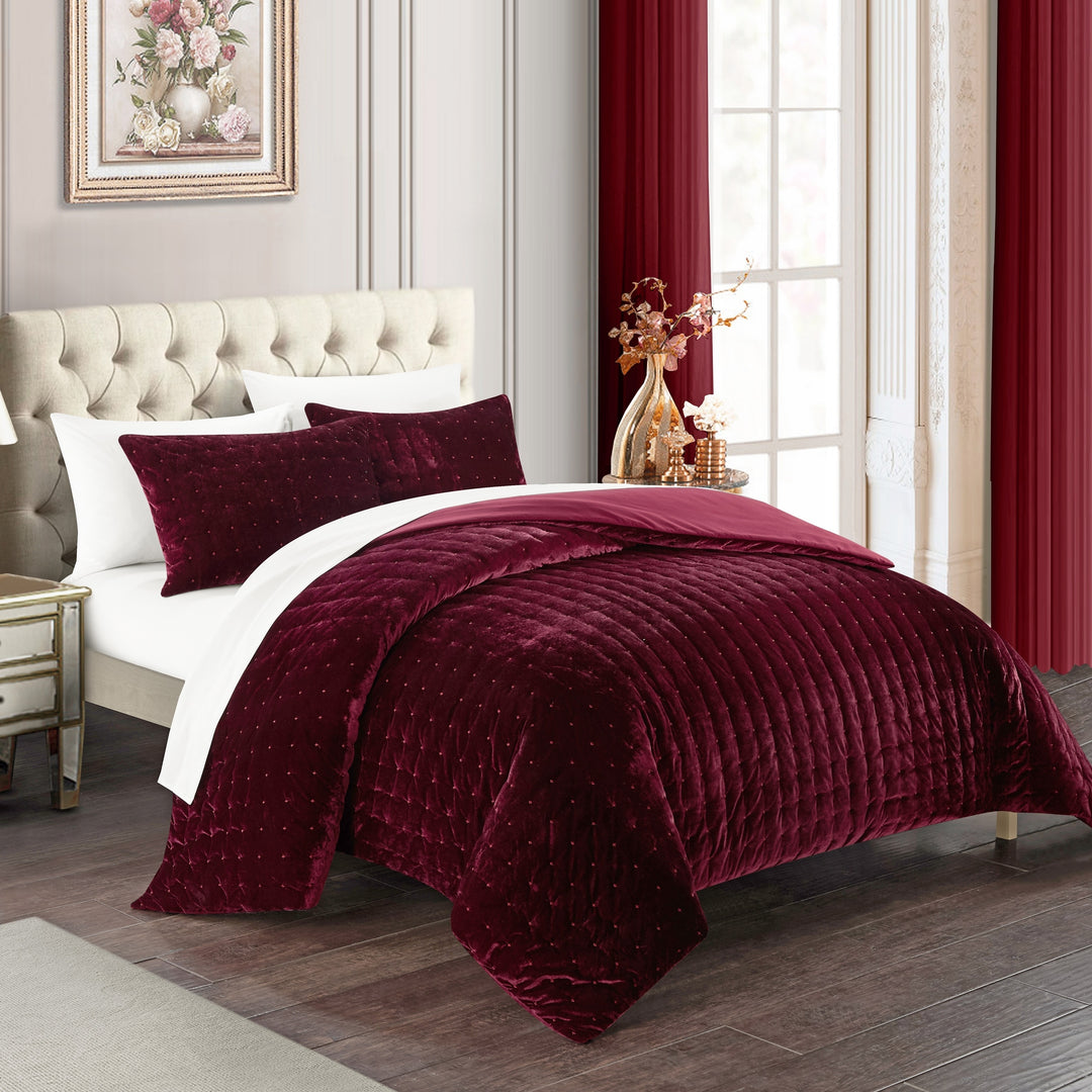 Chyna 3 Piece Comforter Set Luxurious Velvet Bedding Image 8