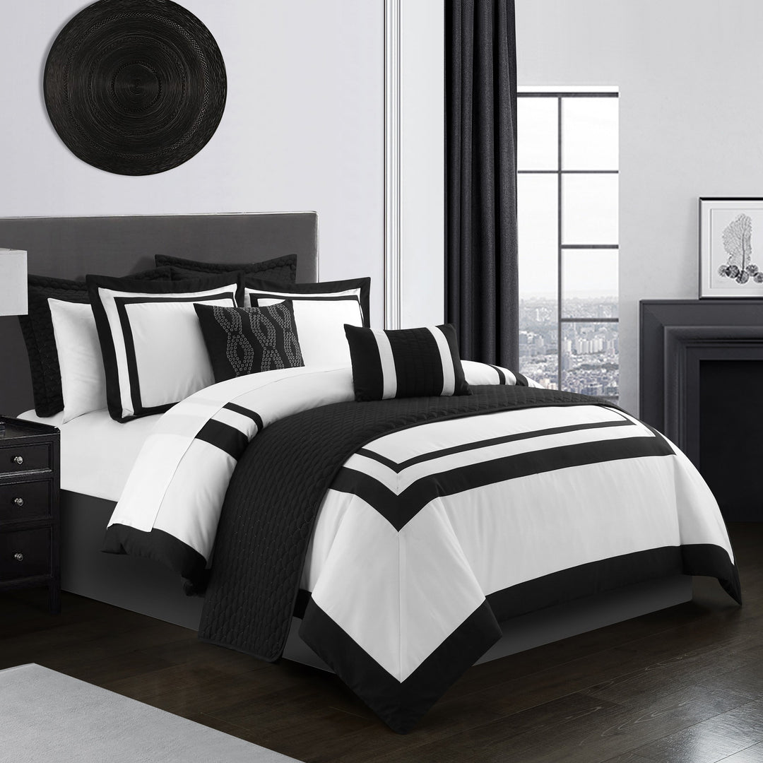 Hortense 8 or 6 Piece Comforter And Quilt Set Hotel Collection Image 5