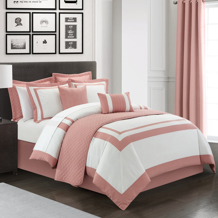 Hortense 8 or 6 Piece Comforter And Quilt Set Hotel Collection Image 7