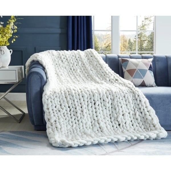 Mantisa Chunky Knit Throw-Cozy-Extra Soft Image 1