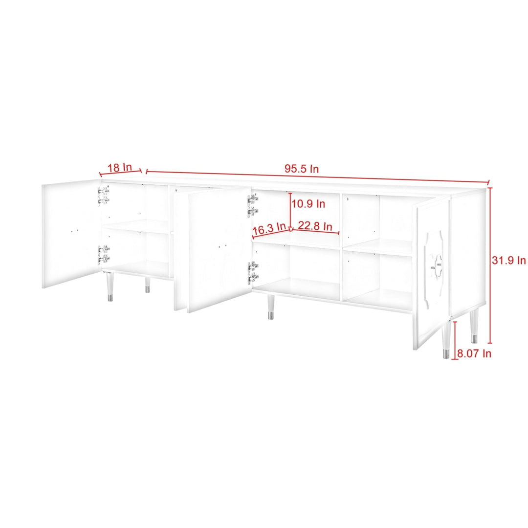 Tua Sideboard-4 Doors-Brushed Finish Handle and Leg Tip-4 Adjustable Shelves Image 5
