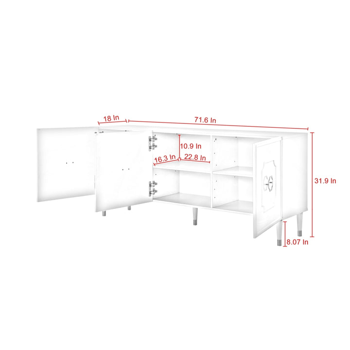 Tua Sideboard-3 Doors-Brushed Finish Handle and Leg Tip-3 Adjustable Shelves Image 5