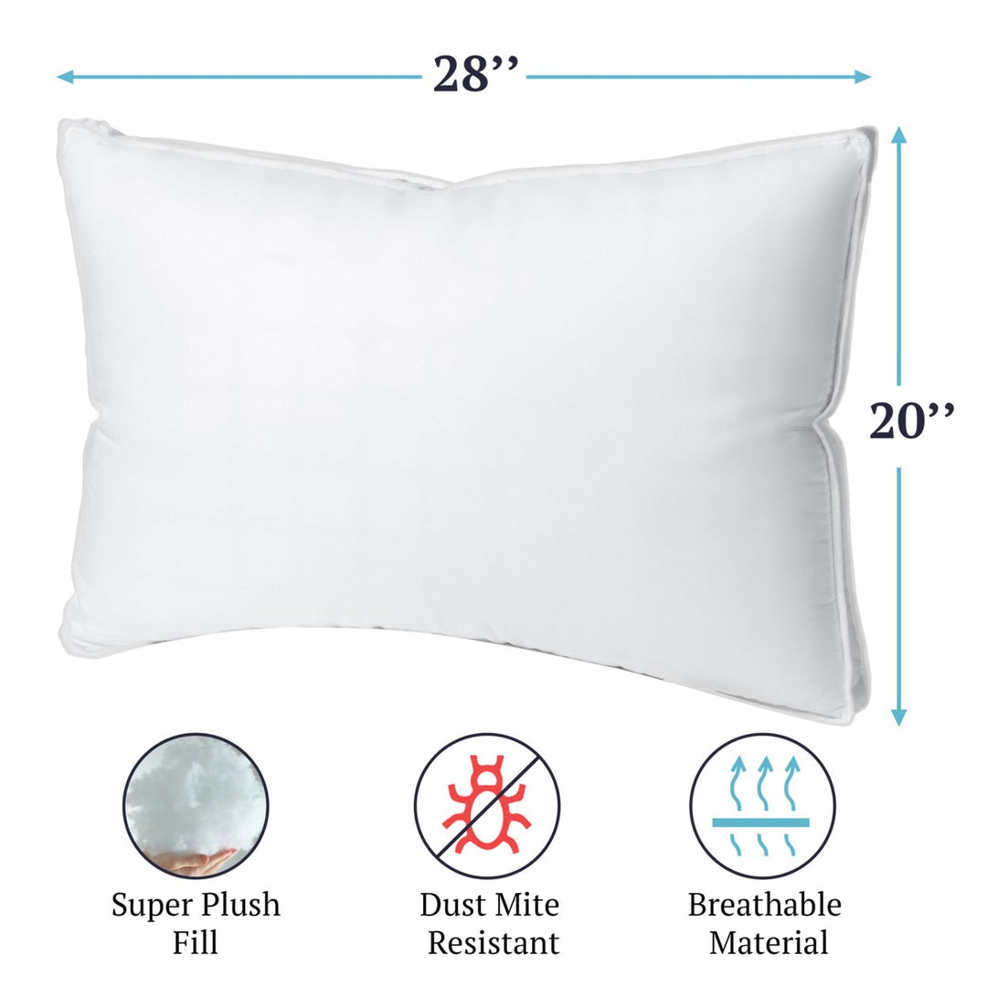 100% Egyptian Cotton 300TC Super Plush Down-Alternative Hypoallergenic Gusseted Bed Pillows For Sleeping - Image 1