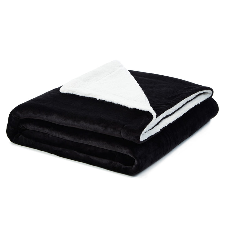 Saleem Flannel Reversible Solid Sherpa Throw Blanket Super Soft Image 7