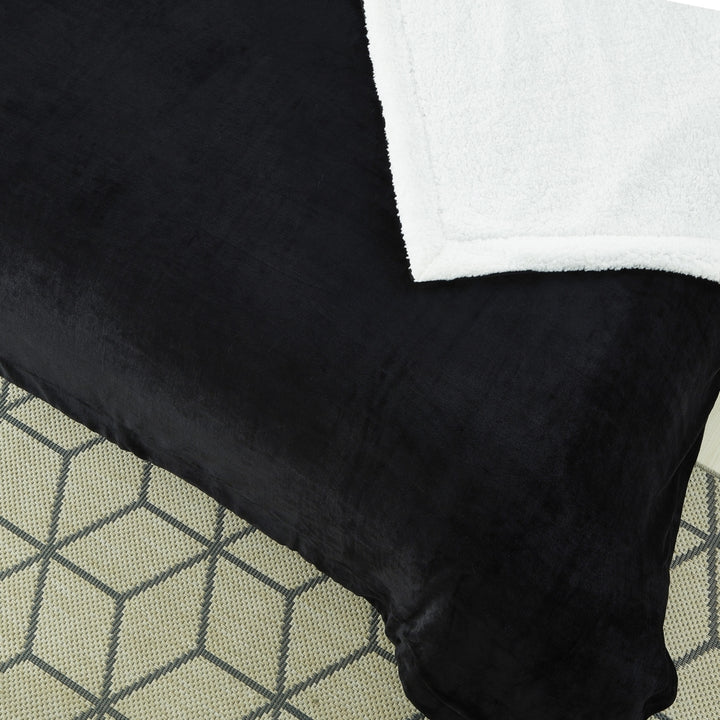 Saleem Flannel Reversible Solid Sherpa Throw Blanket Super Soft Image 11
