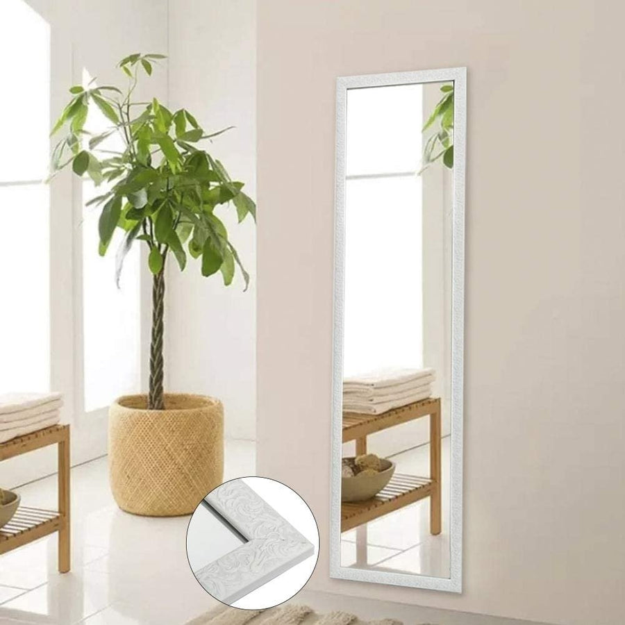 Framed Wall Mirror 50" x 14" Modern Full Length Dressing Mirror or Rectangular Wall-Mounted Door Mirror -White Image 1