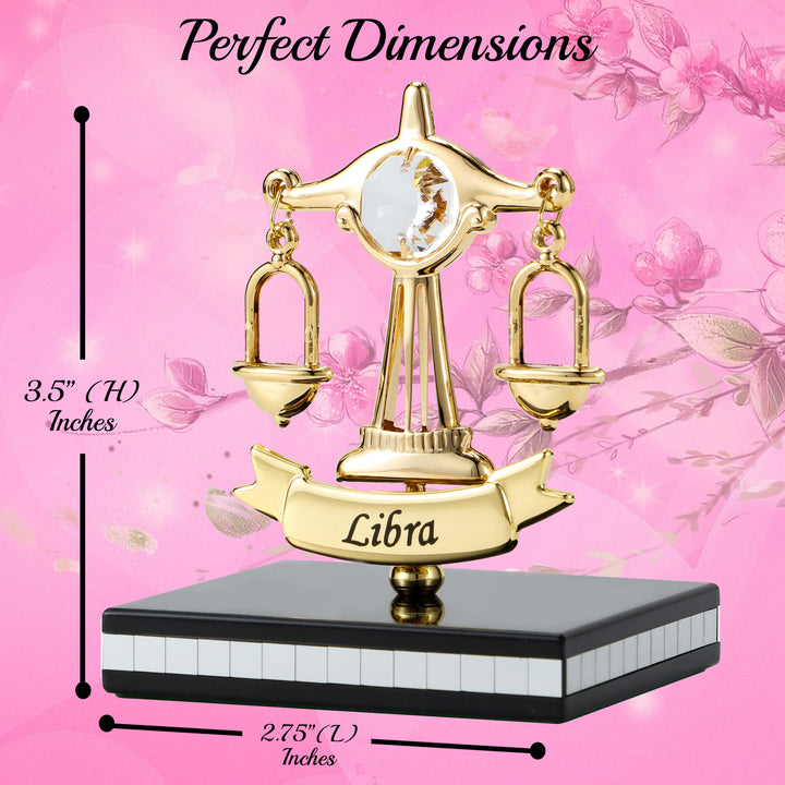 Matashi 24K Gold Plated Zodiac Astrological Sign Libra Figurine Statuette on Stand Studded with Matashi Crystals Image 3