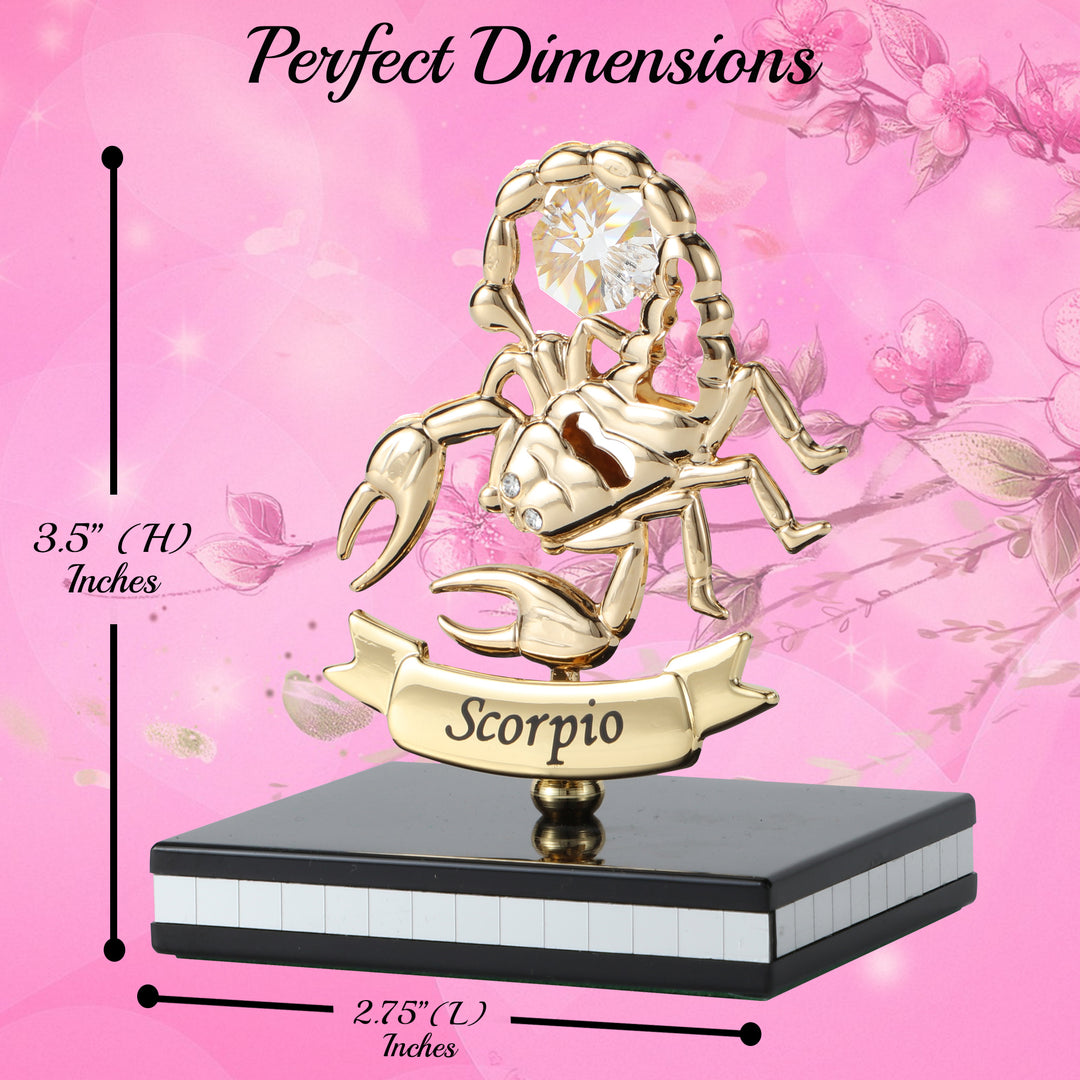 Matashi 24K Gold Plated Zodiac Astrological Sign Scorpio Figurine Statuette on Stand Studded with Matashi Crystals Image 3