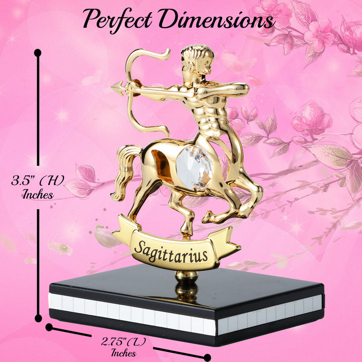 Matashi 24K Gold Plated Zodiac Astrological Sign Sagittarius Figurine Statuette on Stand Studded with Matashi Crystals Image 3