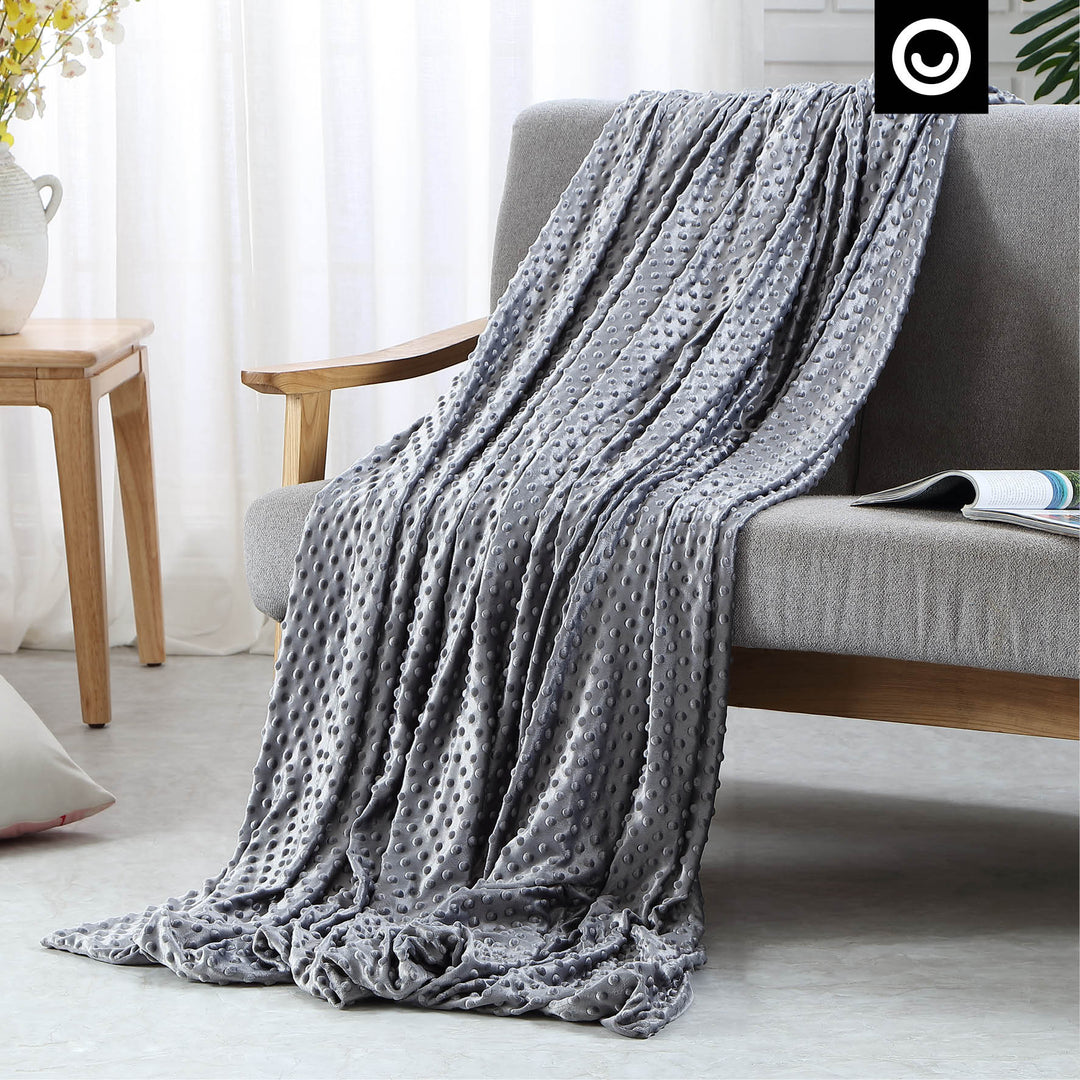 Amari Cotton Weighted Blanket 15lb Grey Minky Quilted Cover Twin Size Image 5