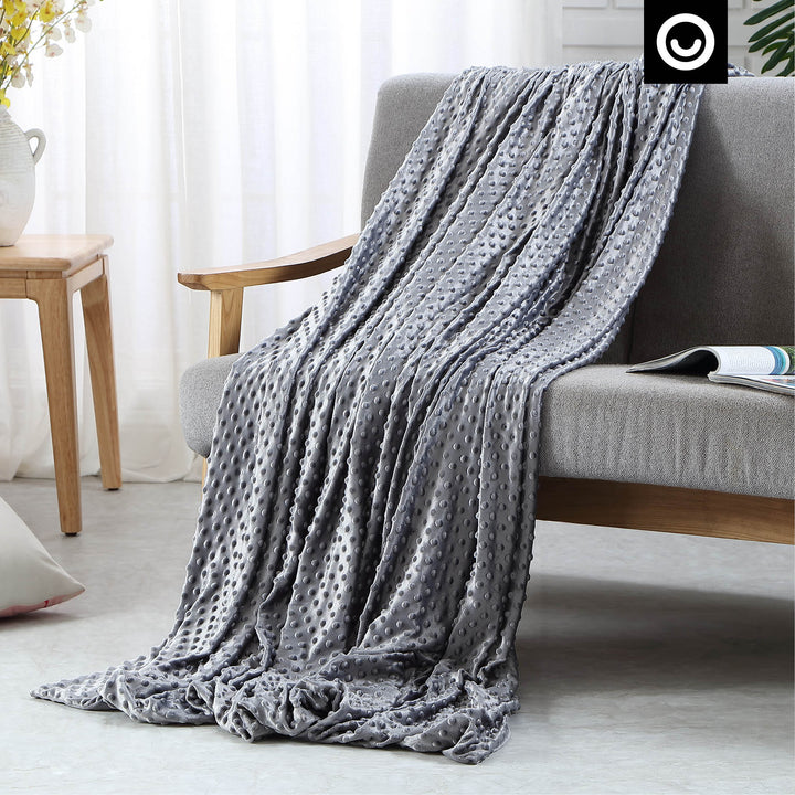 Amari Cotton Weighted Blanket 15lb Grey Minky Quilted Cover Twin Size Image 5