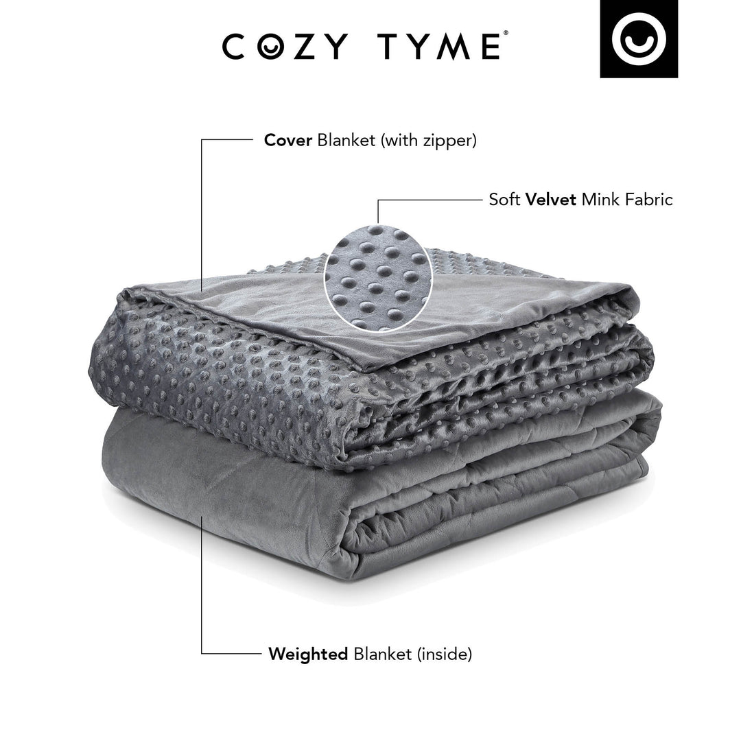 Amari Cotton Weighted Blanket 15lb Grey Minky Quilted Cover Twin Size Image 6