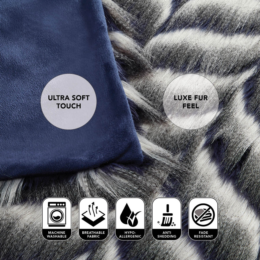 Beaumont Navy Throw - Reverse Micromink Cozy Extra Soft Image 10